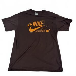 Vintage Nike Sportswear Brown Graphic T-Shirt XL b23